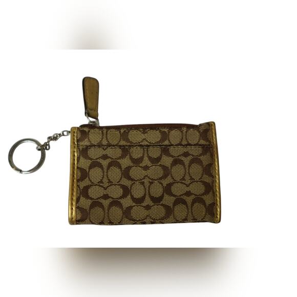 Coach Skinny Brown and Gold Keychain Wallet - Picture 3 of 4